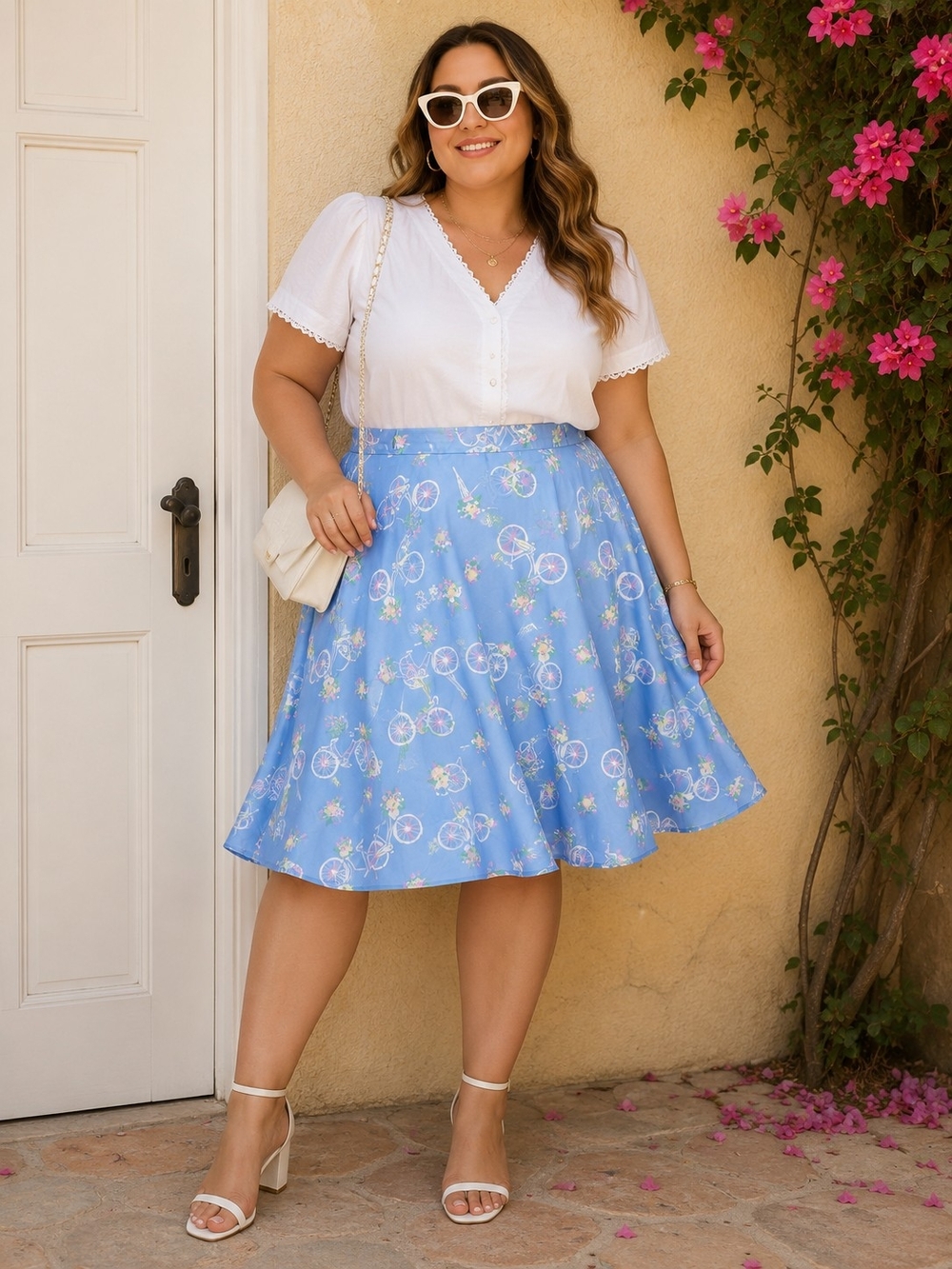 ModCloth Bicycle Floral Print Midi Skirt | Size 2X - EUC